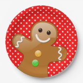 Polka Dots with Gingerbread Man Pappteller (Vorderseite)