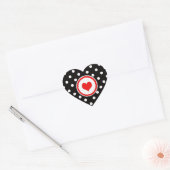 Polka Dots with Red Heart Herz-Aufkleber (Umschlag)
