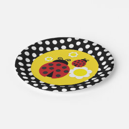 Polka Dots Yellow Flowers Red Ladybug Babydusche Pappteller
