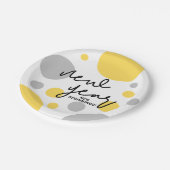 Polka dots Yellow Gray of New Year New Beginns Pappteller (Schrägansicht)