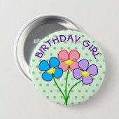 Polka Dotted Birthday Girl Button (Vorne & Hinten)