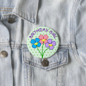 Polka Dotted Birthday Girl Button (Beispiel)