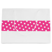 Polka Dotted Candy Pink Mitte Streifen auf Weiß Große Geschenktüte (Vorderseite)