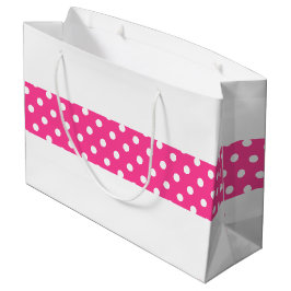 Polka Dotted Candy Pink Mitte Streifen auf Weiß Große Geschenktüte