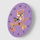 Polka Dotted Fall Owl Große Wanduhr (Winkel)