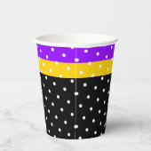 Polka Dotted Lila Gelb Racing Streifen auf schwarz Pappbecher (Rechts)