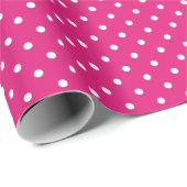 Polka-Dottern-Muster in Weiß und Hot Rosa Geschenkpapier (Rolleneckpunkt)