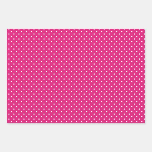 Polka-Dottern-Muster in Weiß und Hot Rosa Geschenkpapier Set (Vorderseite 3)