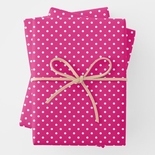 Polka-Dottern-Muster in Weiß und Hot Rosa Geschenkpapier Set (Beispiel)