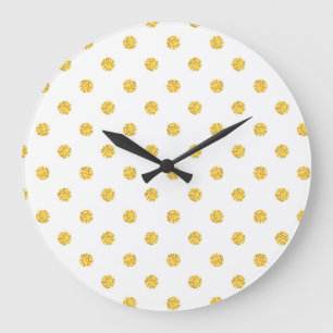 Polka Gold Glitterpunkte Textur Große Wanduhr