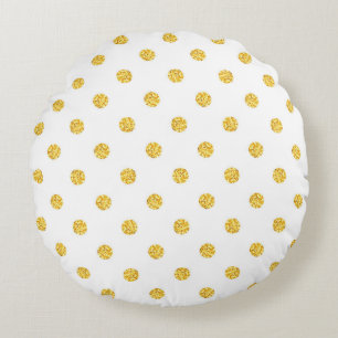 Polka Gold Glitterpunkte Textur Rundes Kissen