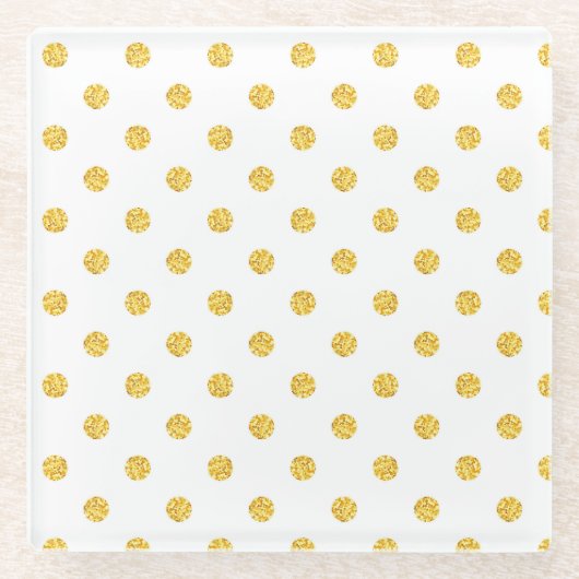 Polka Gold Glitzer Dots Texture Glasuntersetzer (Vorderseite)
