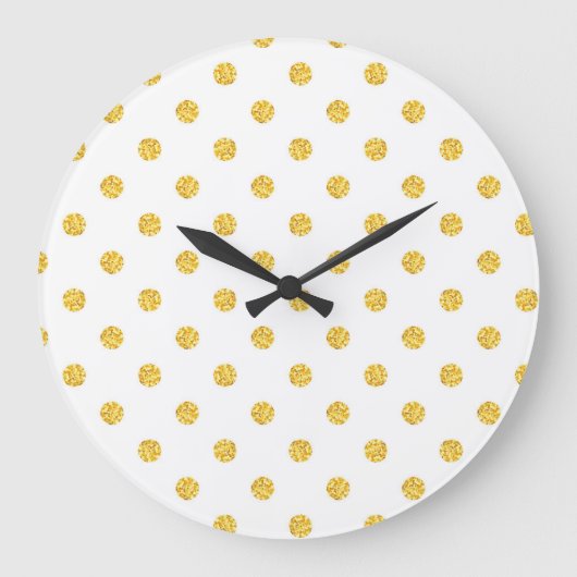 Polka Gold Glitzer Dots Texture Große Wanduhr (Vorderseite)