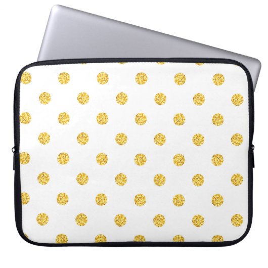 Polka Gold Glitzer Dots Texture Laptopschutzhülle (Vorderseite)