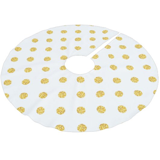 Polka Gold Glitzer Dots Texture Polyester Weihnachtsbaumdecke (Schrägansicht)