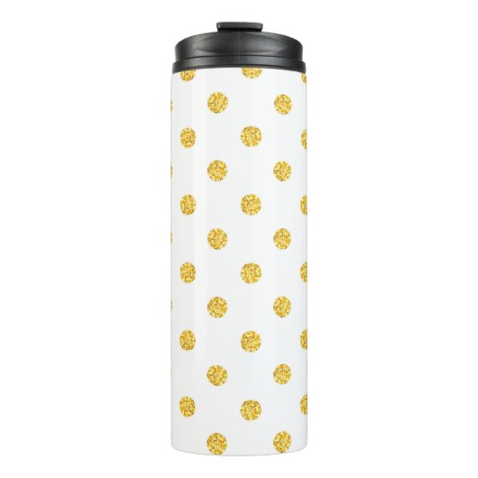 Polka Gold Glitzer Dots Texture Thermosbecher (Vorderseite)