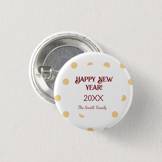 Polka Gold Silvester Party Button (Vorne & Hinten)