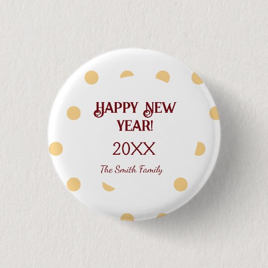 Polka Gold Silvester Party Button (Vorderseite)