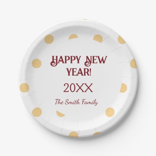 Polka Gold Silvester Party Pappteller (Vorderseite)