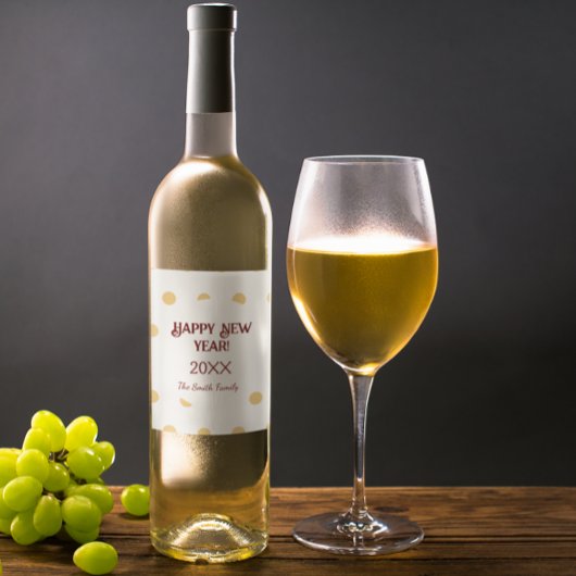 Polka Gold Silvester Party Weinetikett