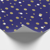 Polka Golden Tiny Dots Confetti Blue Navy Geschenkpapier (Ecke)