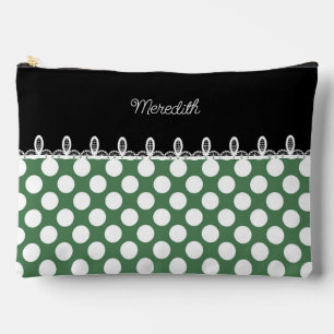 Polka grün und schwarz mit individuelle Name Zubehörtasche