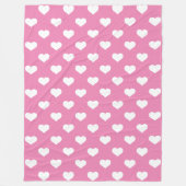 Polka Hearts Pink Fleece Blanket (Vorderseite)