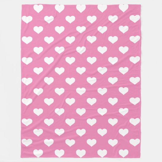 Polka Hearts Pink Fleece Blanket (Vorderseite)