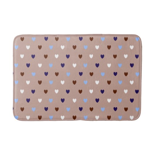 Polka-Herzen auf blassbraun Badematte (Vorderseite)