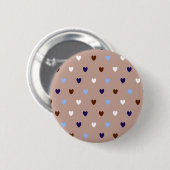 Polka-Herzen auf blassbraun Button (Vorne & Hinten)