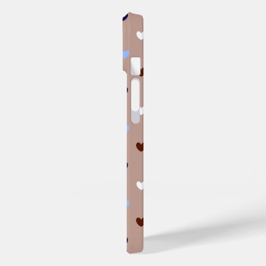 Polka-Herzen auf blassbraun Case-Mate iPhone Hülle (Rückseite / Links)