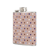 Polka-Herzen auf blassbraun Flachmann (Links)