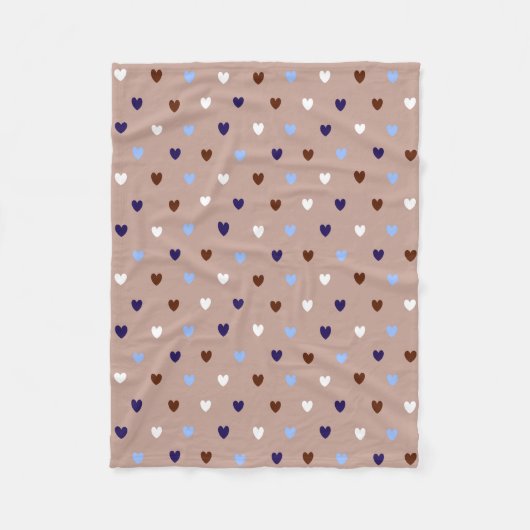 Polka-Herzen auf blassbraun Fleecedecke (Vorderseite)