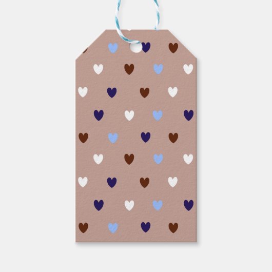 Polka-Herzen auf blassbraun Geschenkanhänger (Vorderseite)