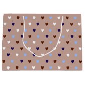 Polka-Herzen auf blassbraun Große Geschenktüte (Vorderseite)