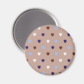 Polka-Herzen auf blassbraun Magnet (Vorderseite/Rückseite)
