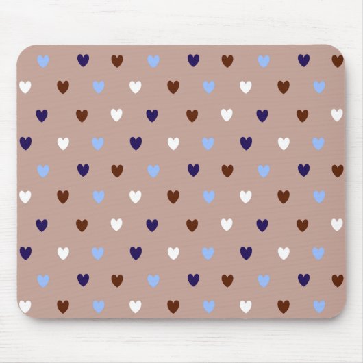 Polka-Herzen auf blassbraun Mousepad (Vorne)