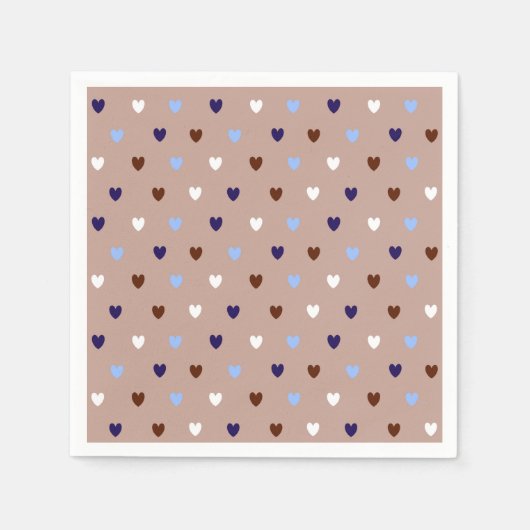 Polka-Herzen auf blassbraun Serviette (Vorderseite)