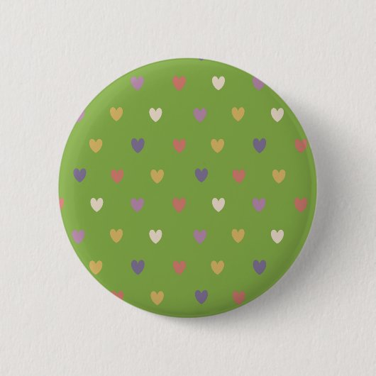 Polka Herzen auf grünem Grün Button (Vorderseite)