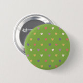 Polka Herzen auf grünem Grün Button (Vorne & Hinten)