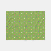 Polka Herzen auf grünem Grün Fleecedecke (Vorderseite (Horizontal))