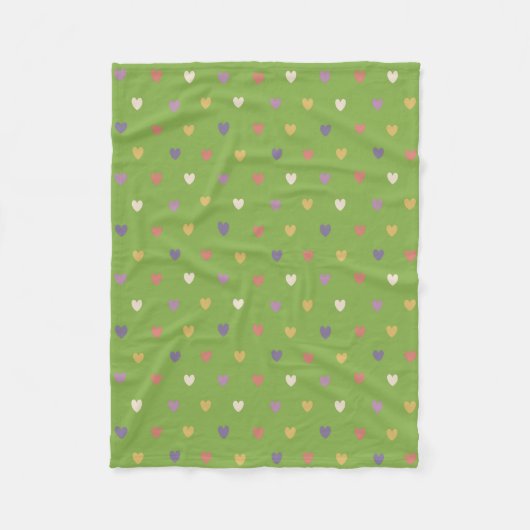Polka Herzen auf grünem Grün Fleecedecke (Vorderseite)