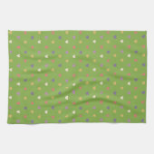 Polka Herzen auf grünem Grün Geschirrtuch (Horizontal)