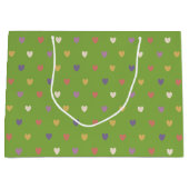 Polka Herzen auf grünem Grün Große Geschenktüte (Vorderseite)