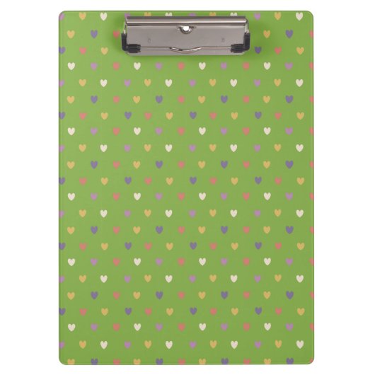 Polka Herzen auf grünem Grün Klemmbrett (Vorderseite)