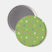 Polka Herzen auf grünem Grün Magnet (Vorderseite/Rückseite)