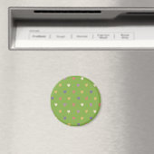 Polka Herzen auf grünem Grün Magnet (In Situ (Geschirrspüler))