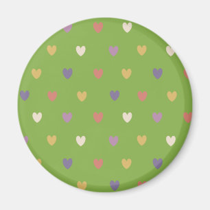 Polka Herzen auf grünem Grün Magnet