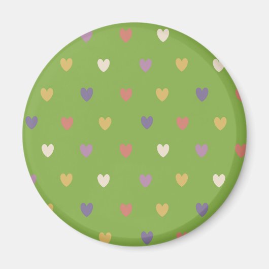 Polka Herzen auf grünem Grün Magnet (Vorne)
