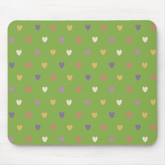 Polka Herzen auf grünem Grün Mousepad (Vorne)